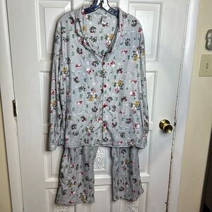 Disney Mickey & Friends Polyester Long Sleeve Pajama Set Size Large